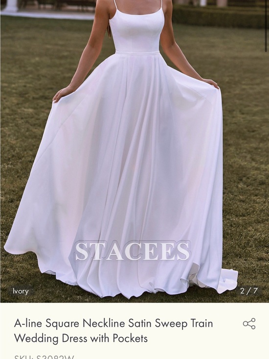 Stacees Dresses & Skirts - Ivory Satin Bridal Gown with Square Neckline